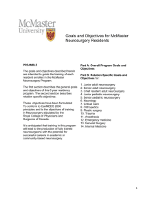 Goals and Objectives for McMaster Neurosurgery Residents