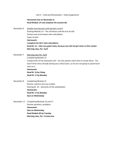 Unit 4 – Cells and Homeostasis – Daily Assignments Homework due