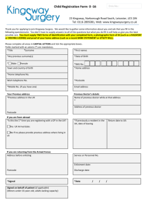 patient registration form 0-16 years