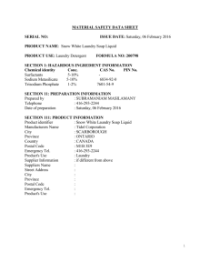 MATERIAL SAFETY DATA SHEET SERIAL NO: ISSUE DATE: Friday