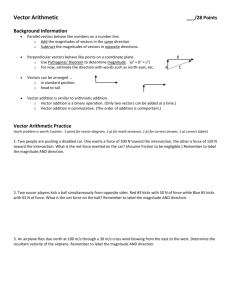 Vector Arithmetic Worksheet