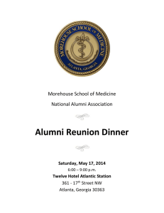 Alumni Reunion Dinner Saturday, May 17, 2014