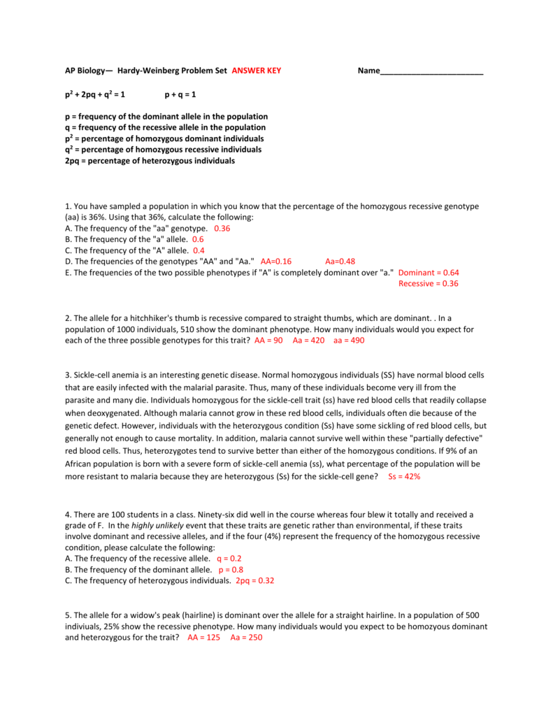 The Hardy Weinberg Equation Worksheet Answers Nidecmege