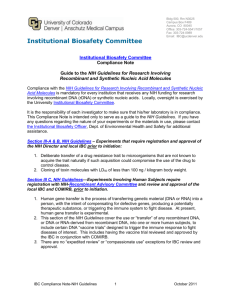 IBC Compliance Note: NIH Guidelines for Research Involving