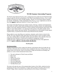 Summer Internship Program - Ward County Historical Society