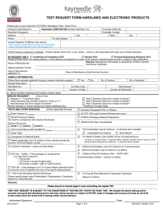 Bureau Veritas Test Request Form