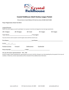 Crystal Fieldhouse Adult Hockey League Packet