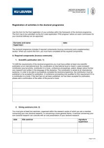 Registration of activities in the doctoral program