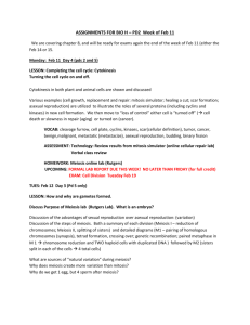 ASSIGNMENTS FOR BIO H – PD2 Week of Feb 11 We are covering