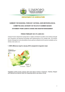 Summary for seasonal forecast for the period February 2014 to June