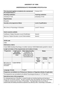 BSc Psychology in Education 2015-16