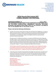 HIPAA Security Risk Analysis RFP FORMAL REQUEST FOR