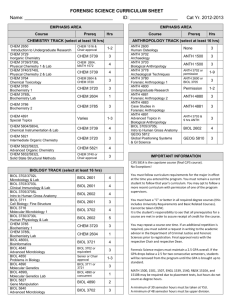 Forensic Science Curriculum Sheet (After Jan 2013)