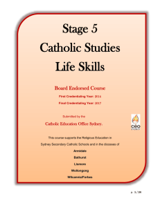 Stage 5 Catholic Studies Life Skills 2014-17.
