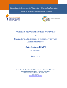 VTE Framework: Biotechnology - Massachusetts Department of