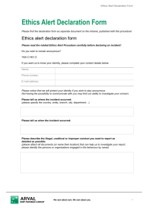 Ethics Alert Declaration Form