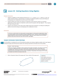 Lesson 22: Solving Equations Using Algebra