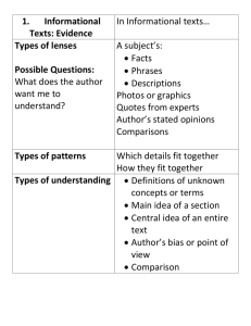 informational que cards for close reading