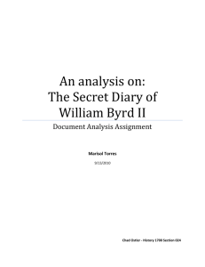 An analysis on: The Secret Diary of William Byrd II