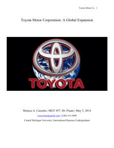 Toyota Motor Co. Toyota Motor Corporation: A Global Expansion