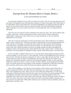 Excerpt from Sir Thomas More`s Utopia, Book 2. [LAWS AND