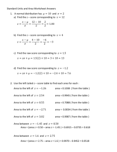 Standard Units and Area Worksheet Answers A normal distribution