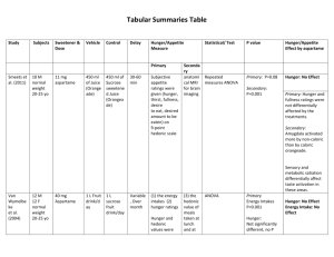 Tabular Summaries Table