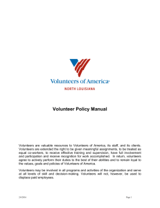Volunteer Policy Manual - Volunteers of America North and Central