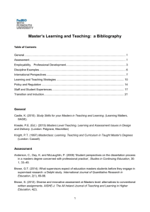 Masters Level Teaching: a Bibliography