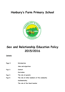 Sex and Relationships Education Policy 2015-2016
