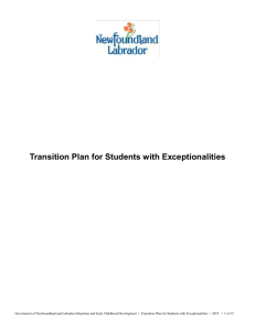 Transition Plan - Education - Government of Newfoundland and