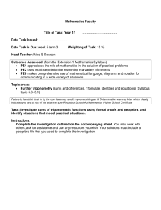 Preliminary Trigonometry - Numeracy Skills Framework