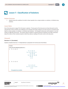 Lesson 7: Classification of Solutions