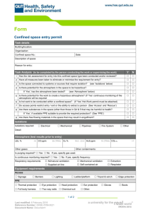 Confined space entry permit