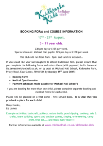 Course and Booking Form for Summer Club 2015