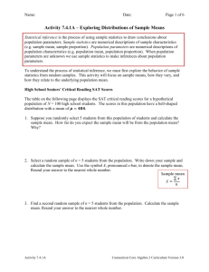 Activity 7.4.1A Exploring Distributions of Sample Means