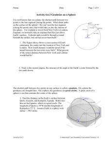Activity 6.6.2 Geodesics on a Sphere