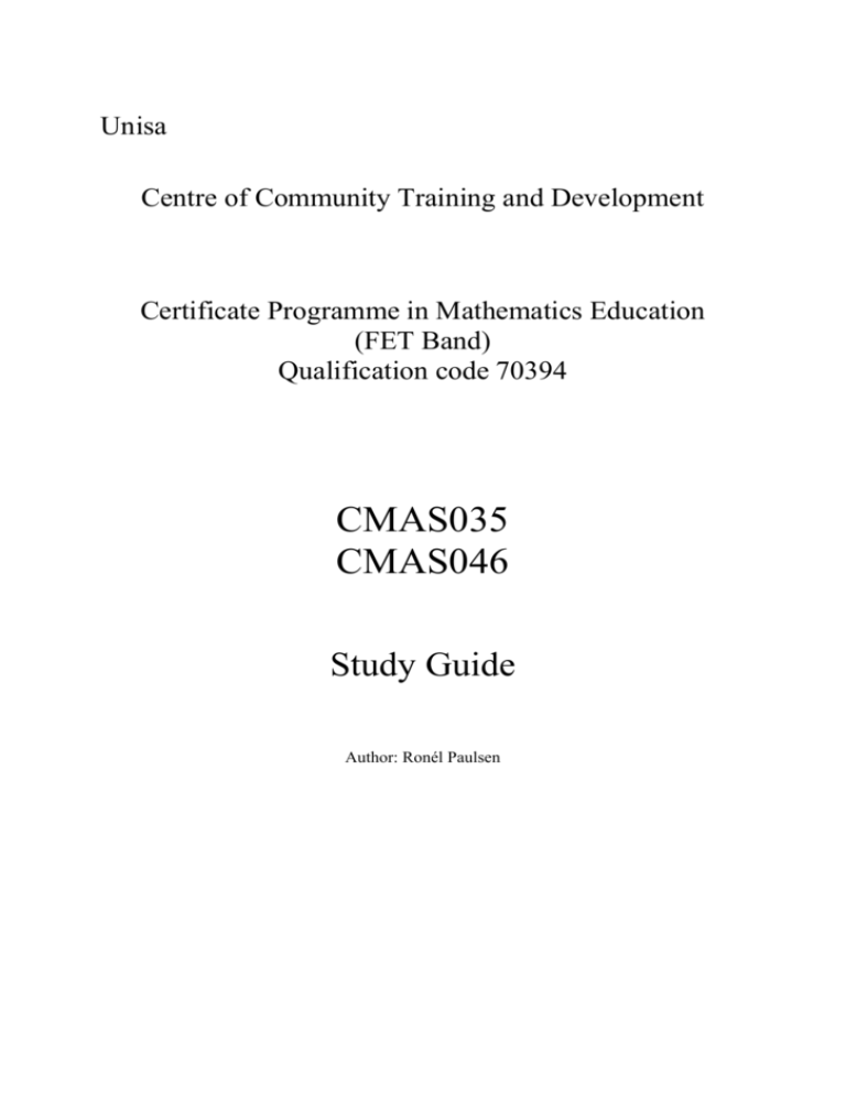 Unit Three Mathematics In The Fet Phase Unit Three Mathematics In The Fet Phase