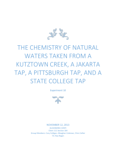 the chemistry of natural waters taken from a kutztown creek, a