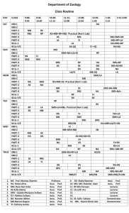 Department of Zoology Class Routine