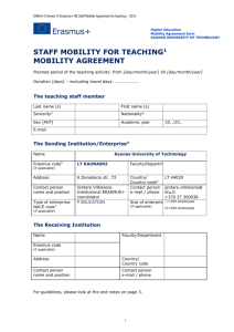 Teaching Agreement - Kaunas University of Technology