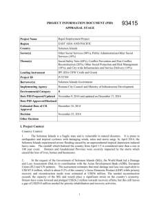 93415 . PROJECT INFORMATION DOCUMENT (PID) APPRAISAL