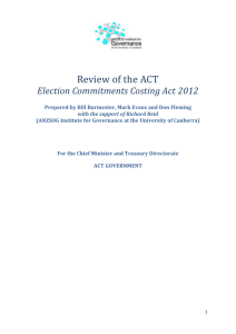 Review of the ACT Election Commitments Costing Act 2012