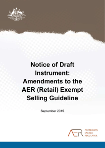 Amendments to AER (Retail) Exempt Selling Guideline