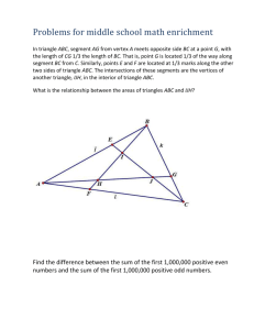 Each of the triangles ABF, CBE, and ACG, has 1/3 the area of