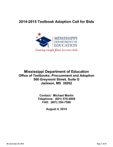 2014-2015 Textbook Adoption Call for Bids