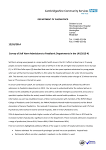 12/03/2014 Survey of Self Harm Admissions to Paediatric