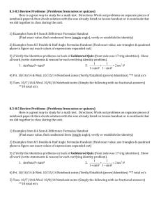 8.3-8.5 Review Problems (Problems from notes or quizzes) Here is a