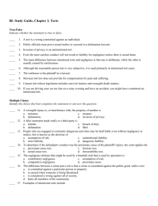 BL Study Guide, Chapter 3, Torts Answer Section