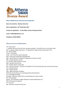 Athena SWAN Bronze Award Application